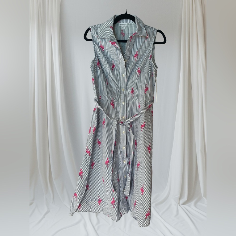 Chloe & Rene Flamingo Shirt Dress- Size Small NWT